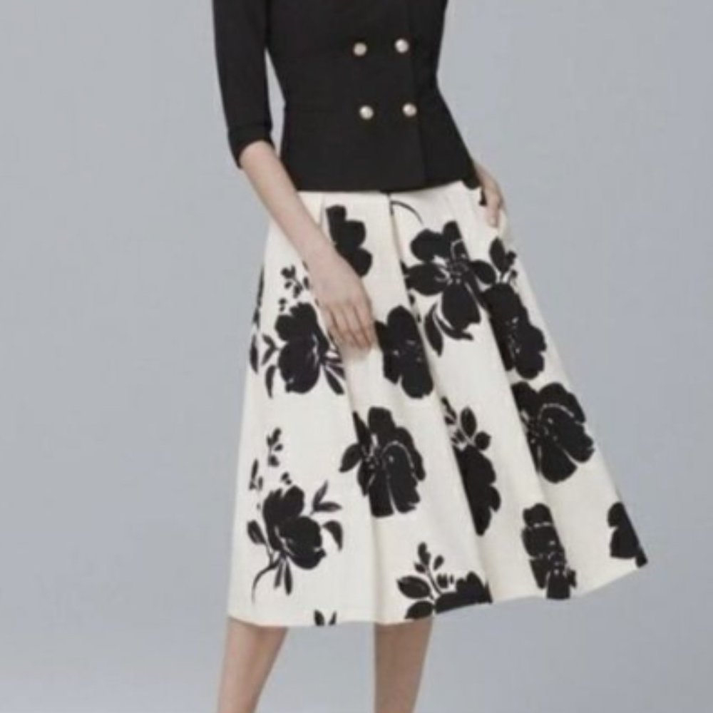 WHBM Full Floral Print Midi Skirt